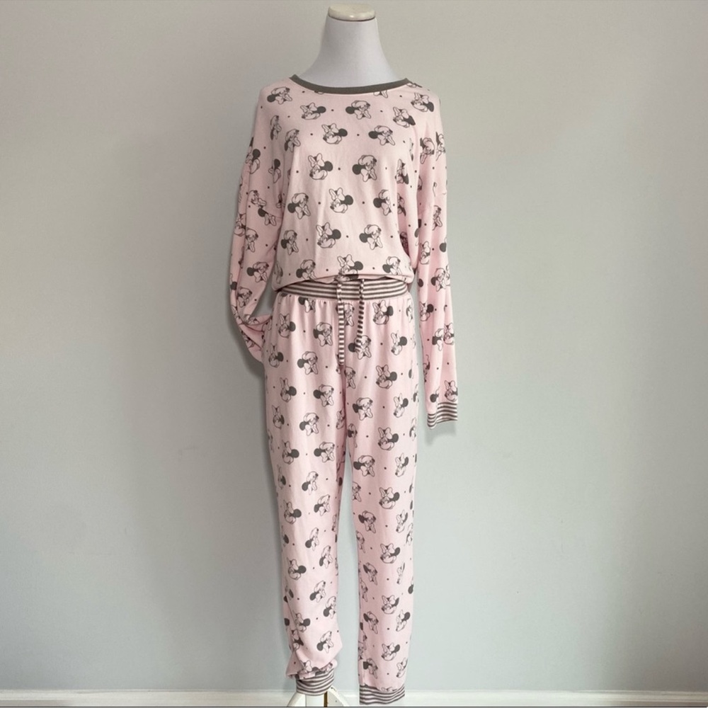 Disney Minnie Mouse Pink/Grey Cozy 2pc Pajama/ Lounge Set